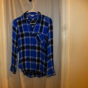 Aeropostale blue/black plaid flannel shirt size xs
